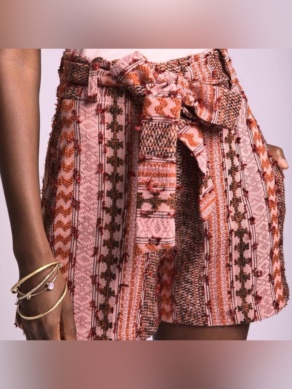 Bnwt Anthropologie High-Rise Textured Tie-Waist Shorts womens sz 0